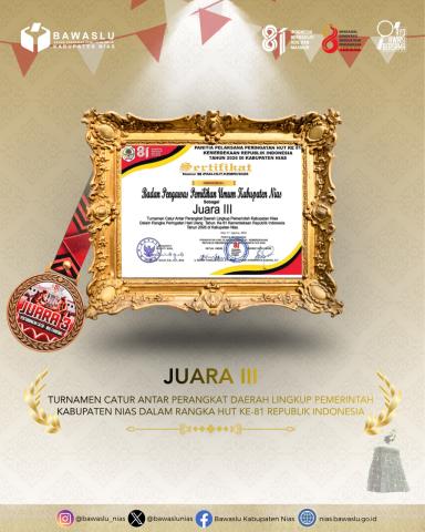 Bawaslu Nias Raih Juara III pada HUT RI ke - 8